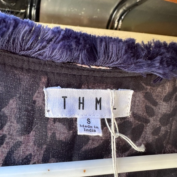 THML dress navy/cream/orange woman’s size small - Picture 4 of 5